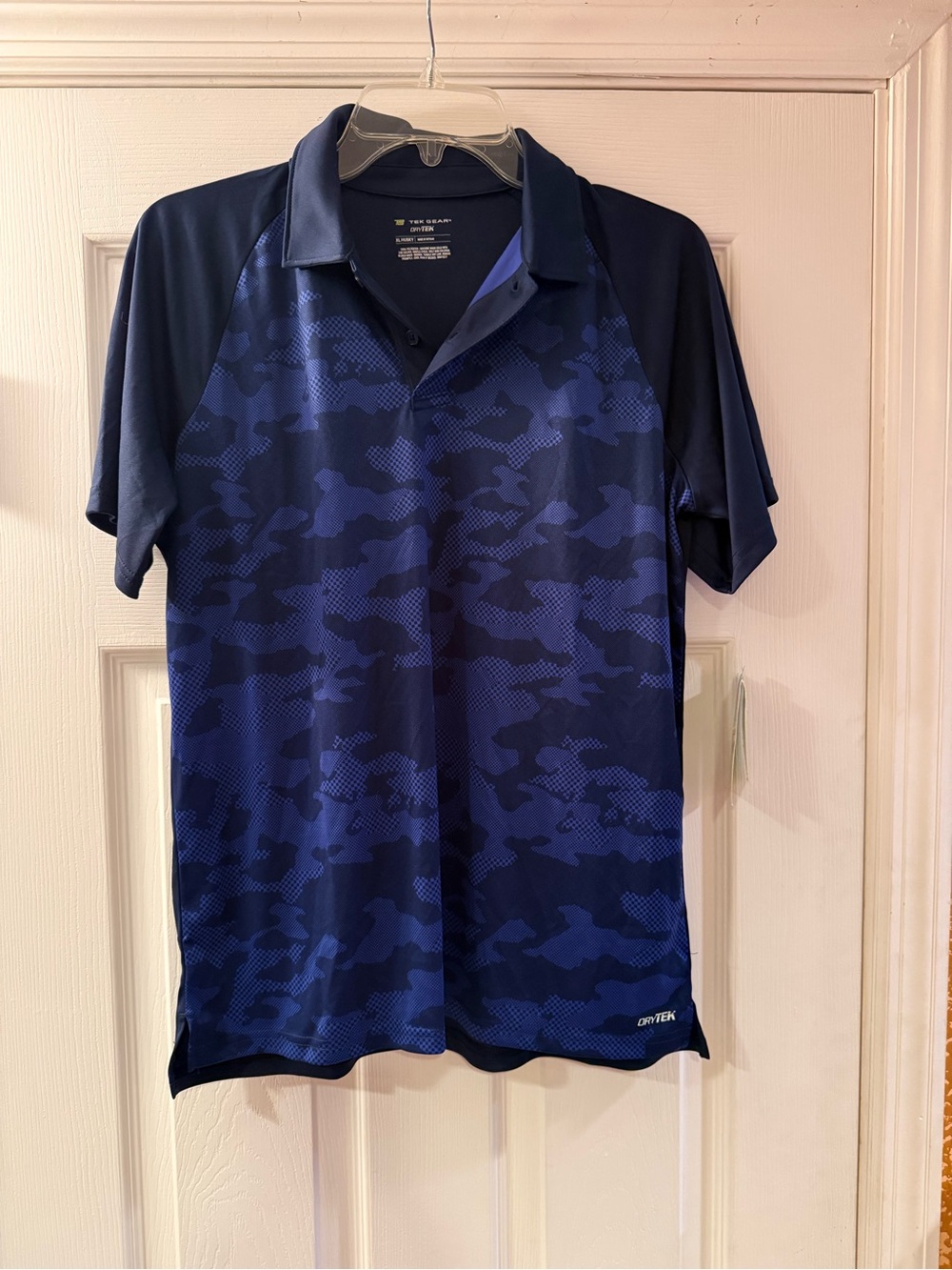 tek gear navy camo short-sleeve polo
